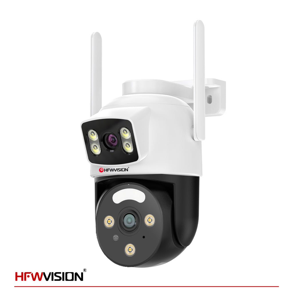 6MP Dual-Lens WiFi PTZ Camera - White & Black, 360° Pan/Tilt, Dual-Band WiFi, AI Human Tracking