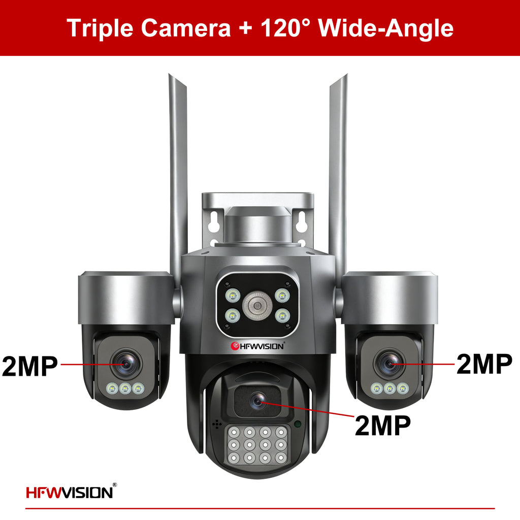 6MP Triple-Lens 4G Solar Security Camera AOV with 14W Solar Panel & Full-Color Night Vision