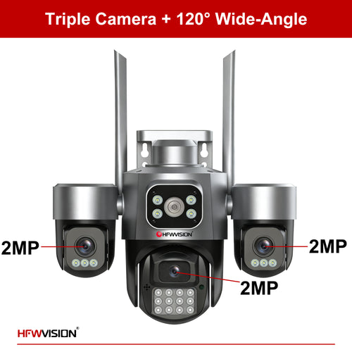 6MP Triple-Lens 4G Solar Security Camera AOV with 14W Solar Panel & Full-Color Night Vision