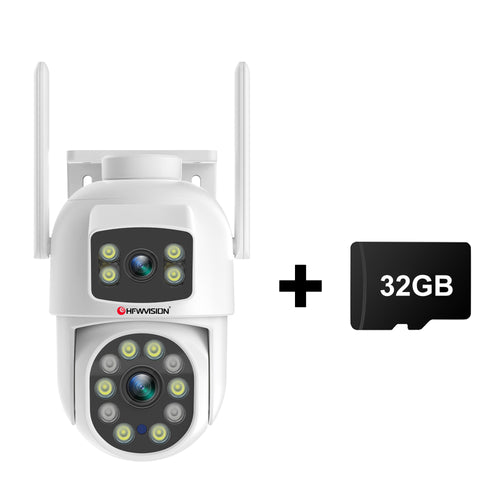 6MP Dual-Lens WiFi PTZ Camera - White, 360° Pan/Tilt, Dual-Band WiFi, AI Human Tracking