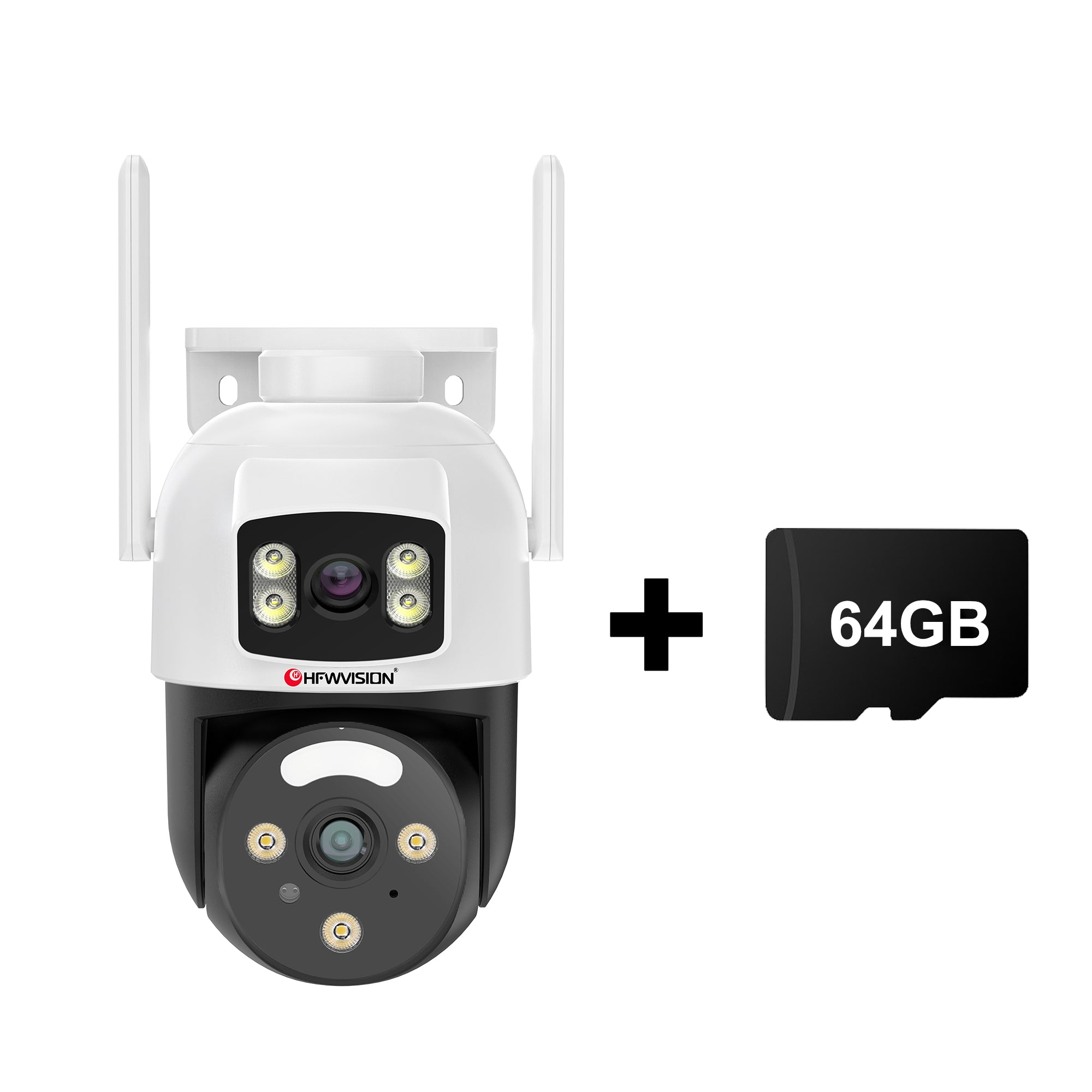 6MP Dual-Lens WiFi PTZ Camera - White & Black, 360° Pan/Tilt, Dual-Band WiFi, AI Human Tracking