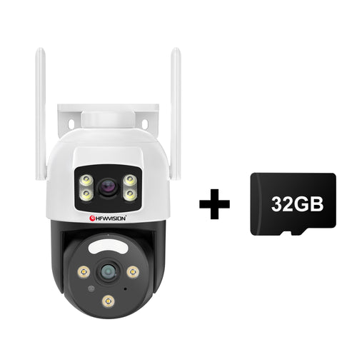 6MP Dual-Lens WiFi PTZ Camera - White & Black, 360° Pan/Tilt, Dual-Band WiFi, AI Human Tracking