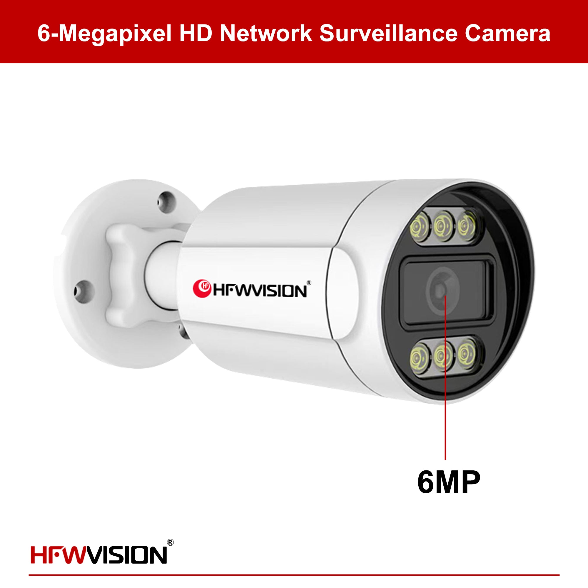 6MP Starlight Bullet POE Camera - Full Color Night Vision, Two-Way Audio