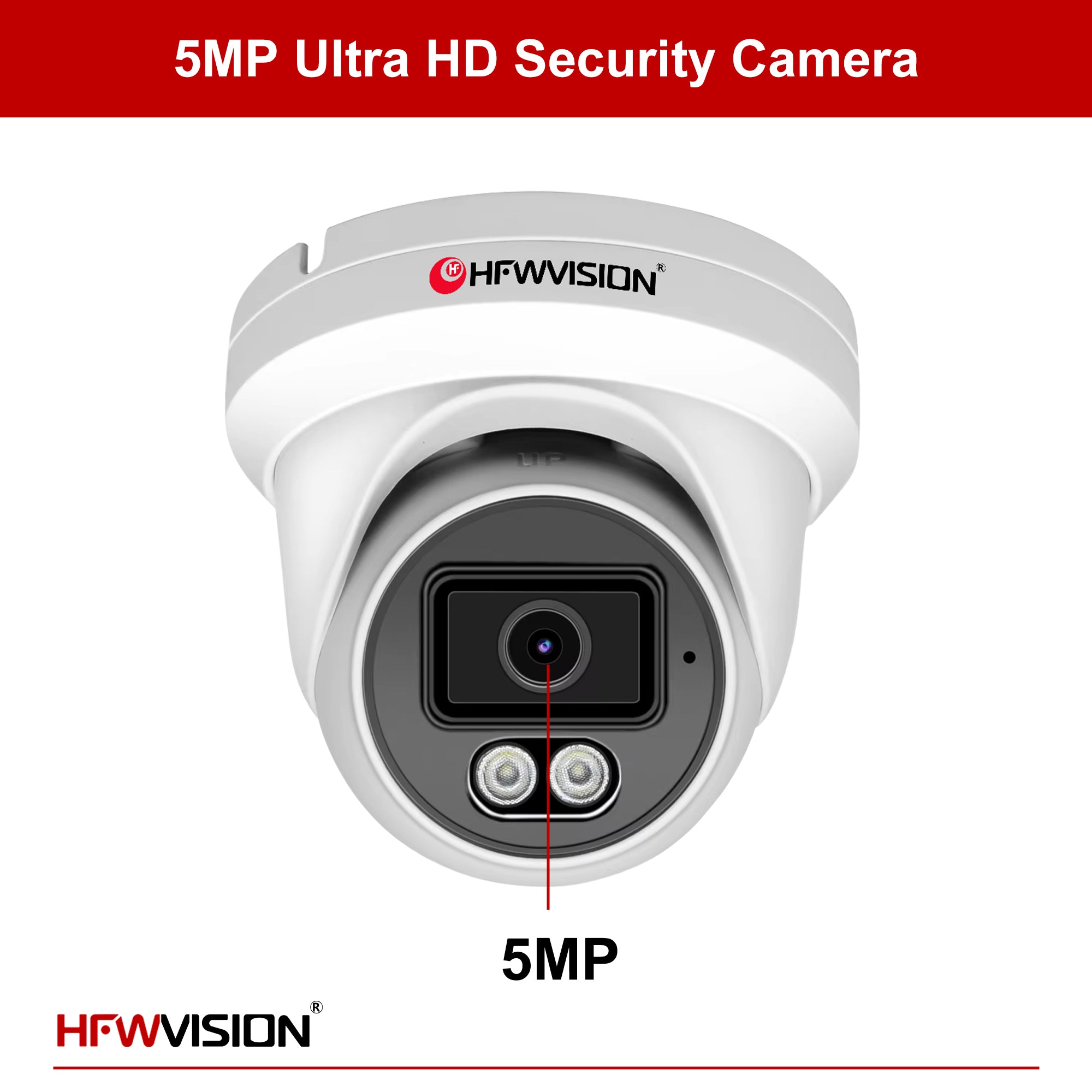 5MP Starlight Dome POE Camera - Full Color Night Vision, Two-Way Audio