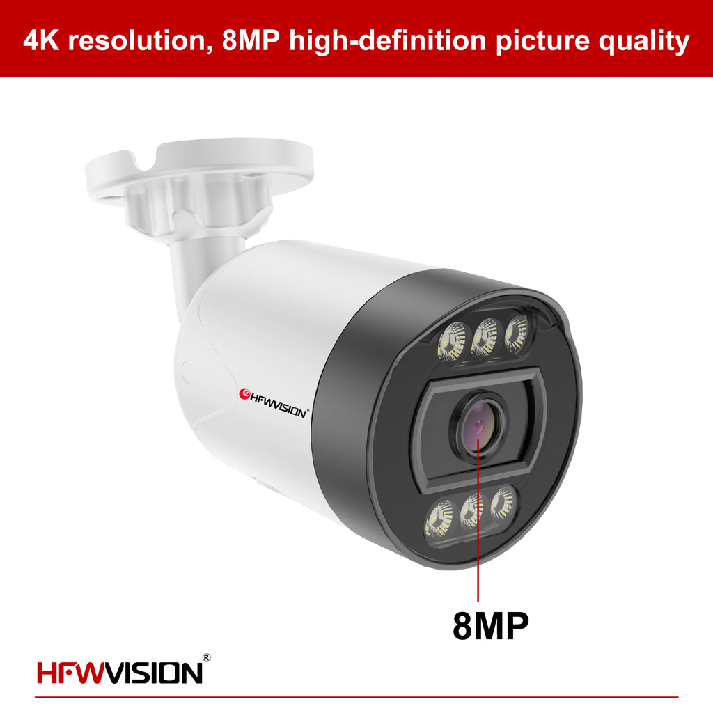 8MP Starlight Bullet POE Camera (NSW631) - Full Color Night Vision, Two-Way Audio
