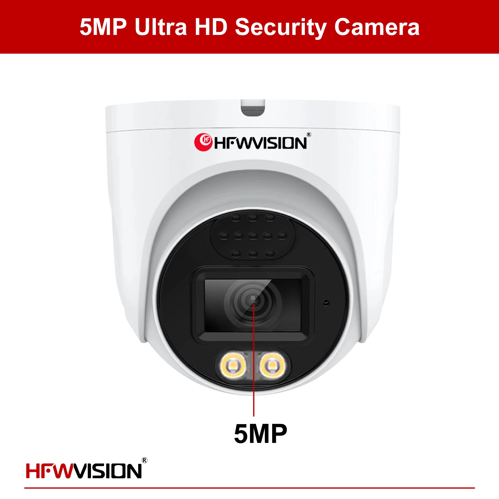 5MP Starlight Metal Dome POE Camera - Full Color Night Vision, Two-Way Audio