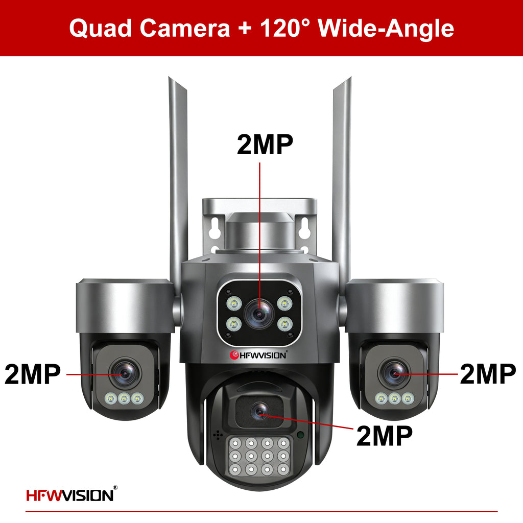 8MP Quad-Lens 4G Solar Security Camera AOV with 14W Solar Panel & Full-Color Night Vision