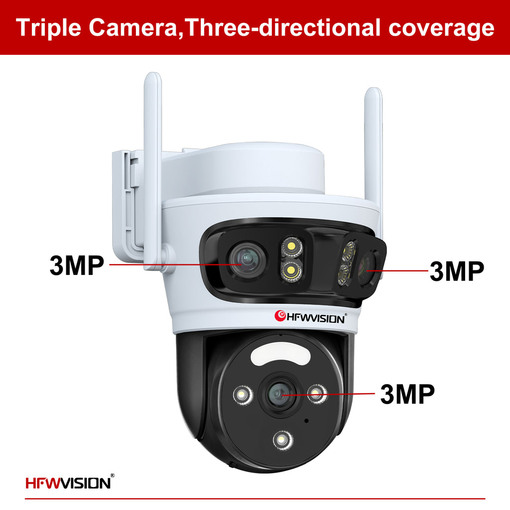 9MP Triple-Lens 4G LTE Solar Security Camera PTZ with 7W Solar Panel