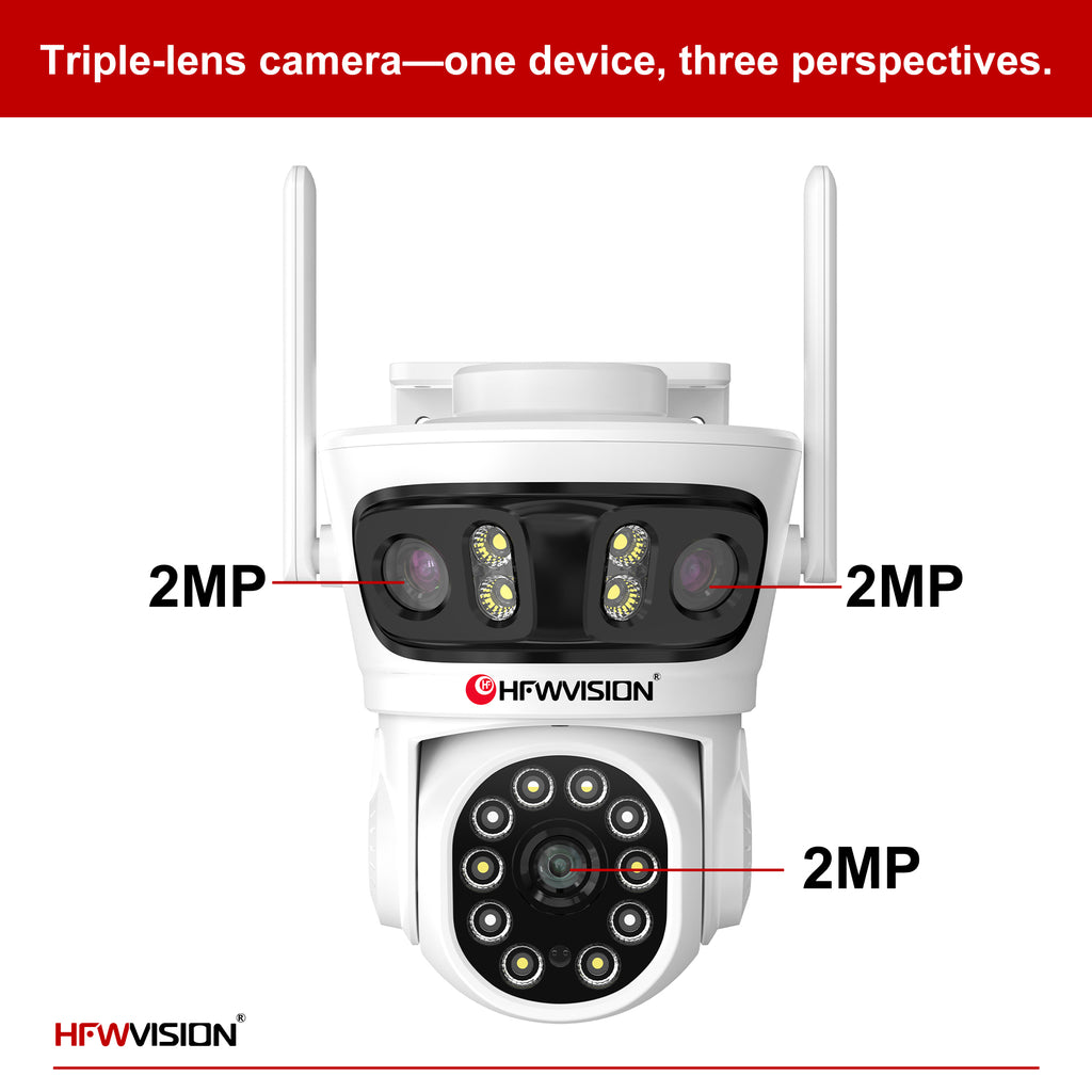 9MP Triple-Lens WiFi PTZ Security Camera — 360° Pan/Tilt, AI Human Tracking, Full-Color Night Vision