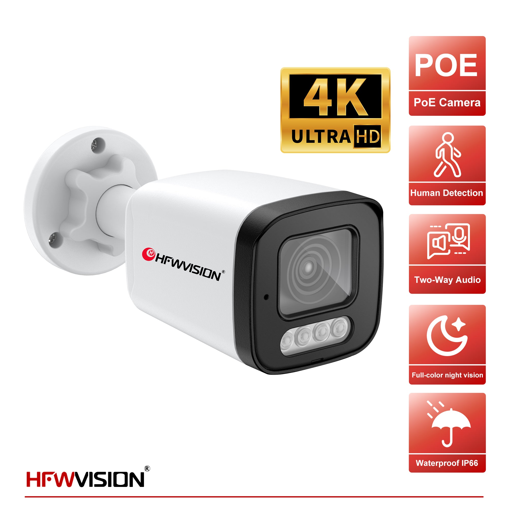 8MP Starlight Bullet POE Camera (NSW638) - Full Color Night Vision, Two-Way Audio