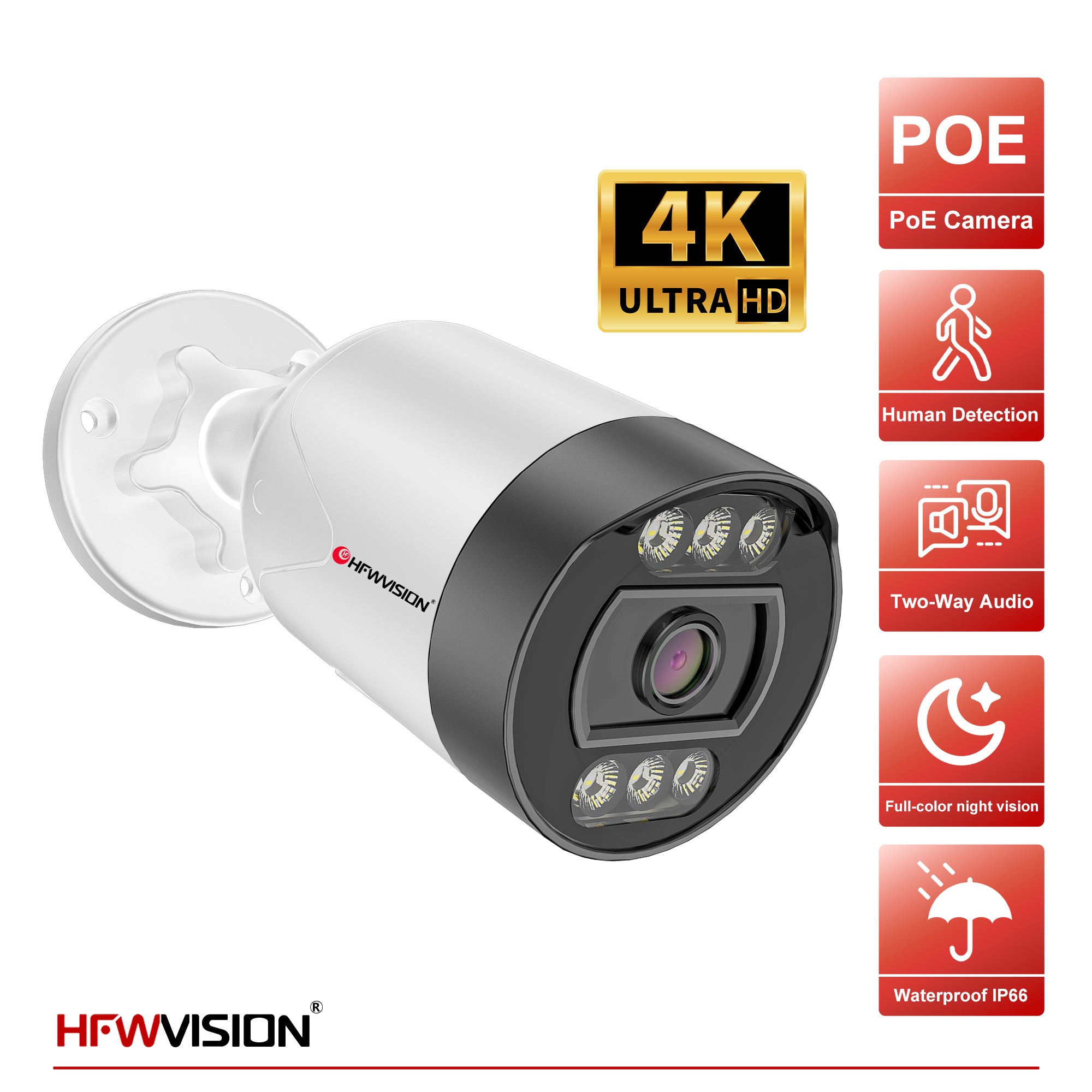 8MP Starlight Bullet POE Camera (NSW631) - Full Color Night Vision, Two-Way Audio