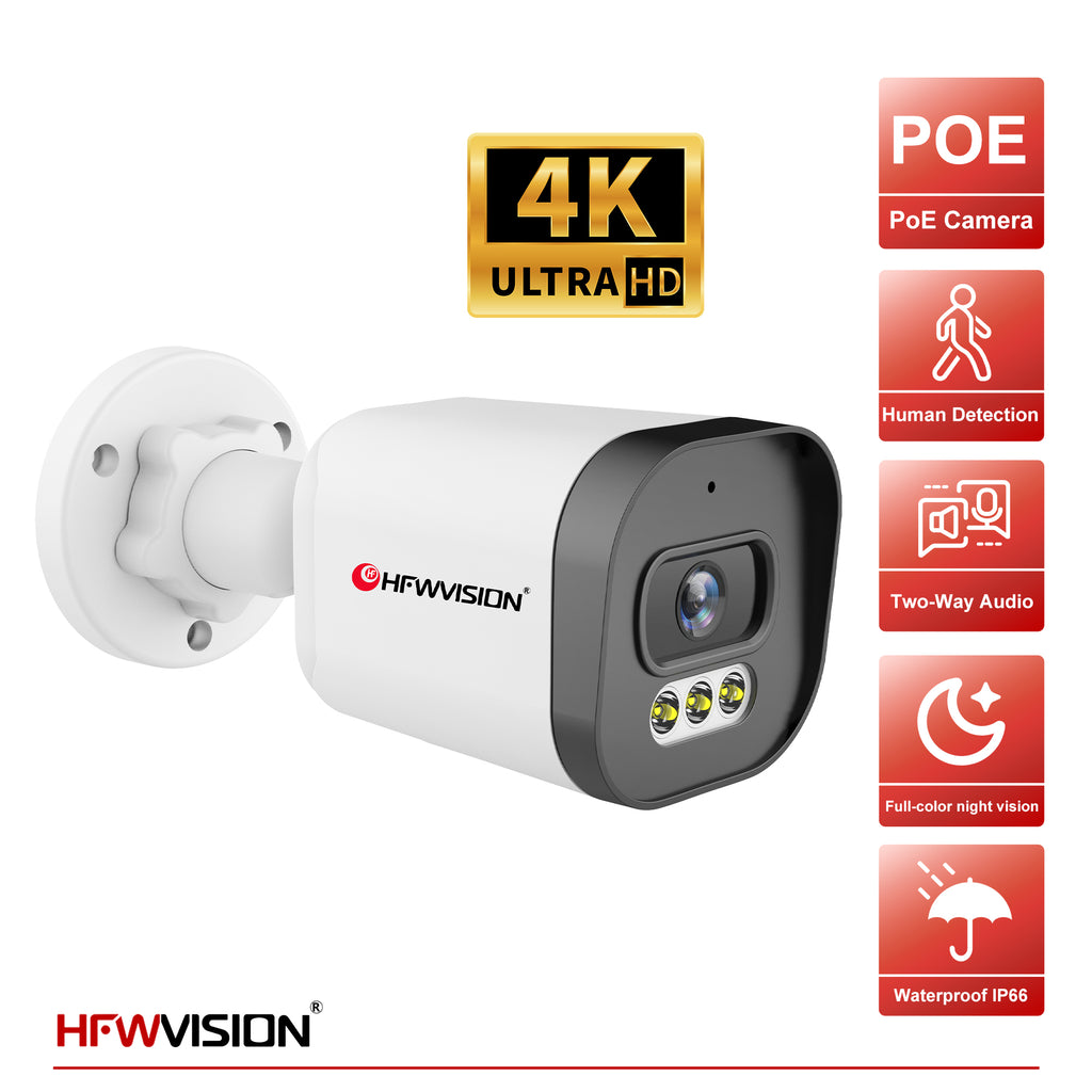 8MP Starlight Bullet POE Camera (NSW655) - Full Color Night Vision, Two-Way Audio