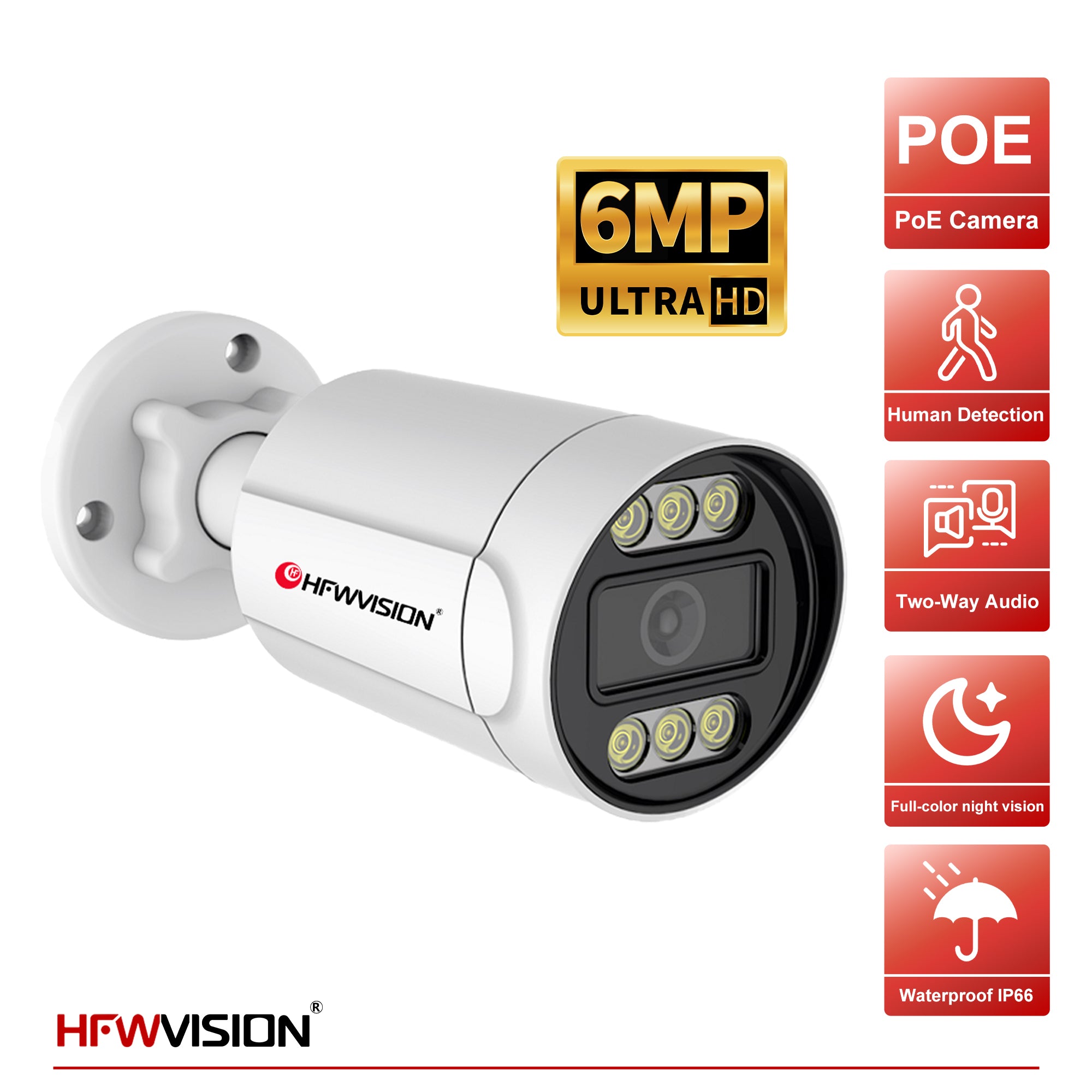 8MP Starlight Bullet POE Camera (NSW656) - Full Color Night Vision, Two-Way Audio