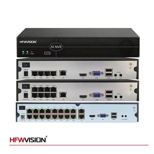 HFWVISION 4/8/16 channel POE AI NVR, network video recorder for security camera system
