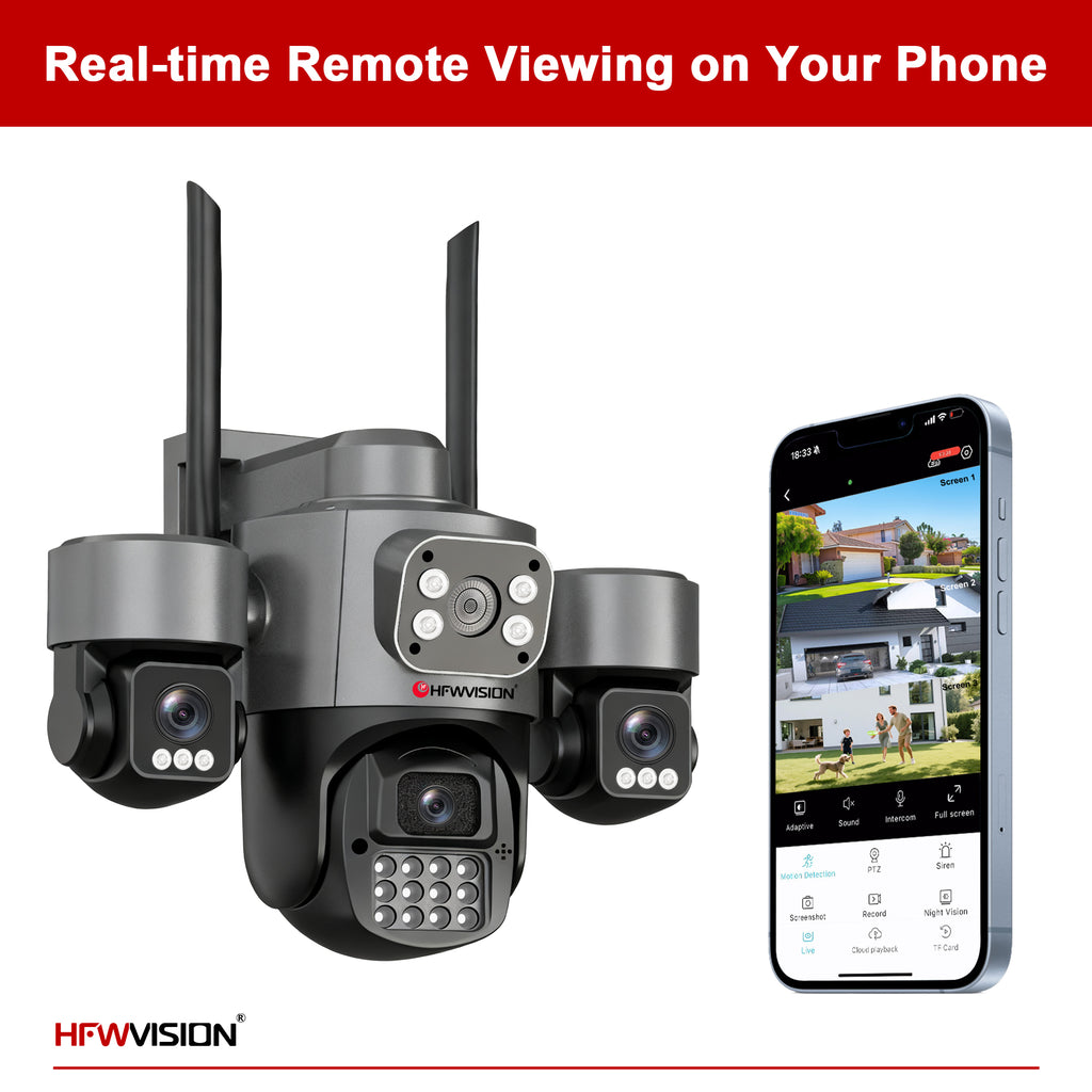 6MP Triple-Lens 4G Solar Security Camera AOV with 14W Solar Panel & Full-Color Night Vision