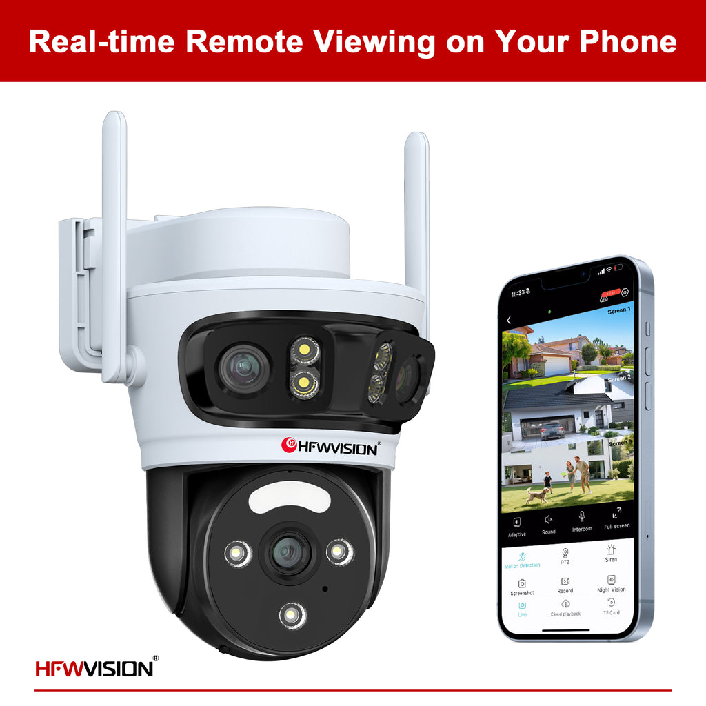 9MP Triple-Lens 4G LTE Solar Security Camera PTZ with 7W Solar Panel