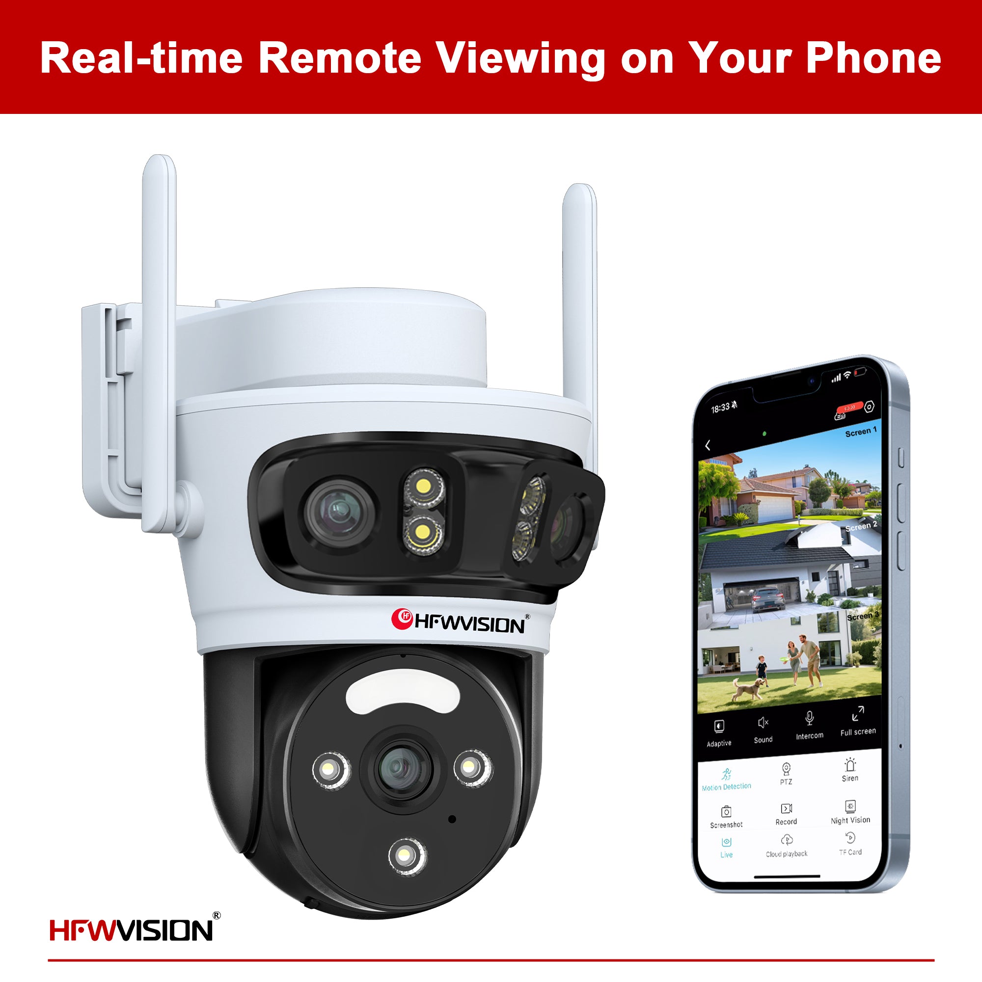 9MP Triple-Lens 4G LTE Solar Security Camera PTZ with 7W Solar Panel
