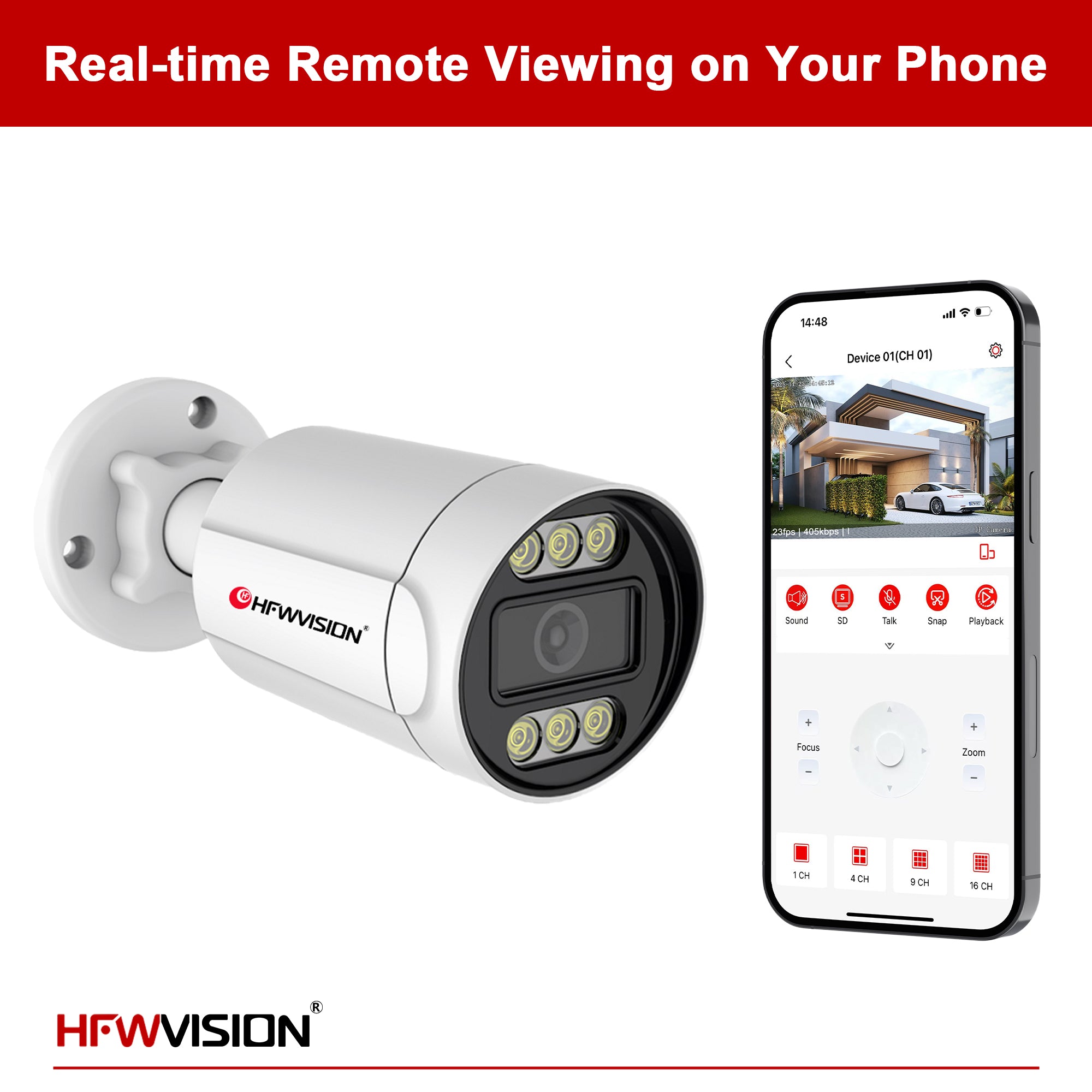 6MP Starlight Bullet POE Camera - Full Color Night Vision, Two-Way Audio