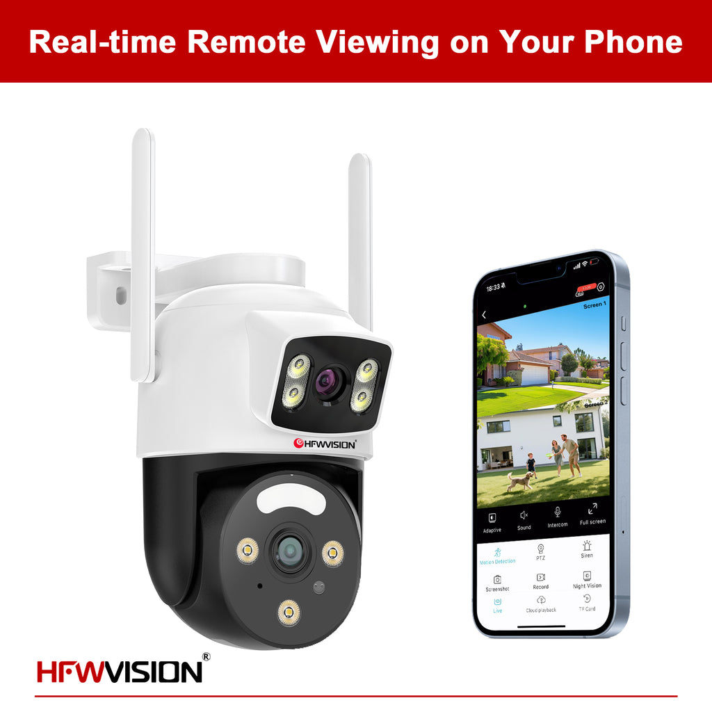 6MP Dual-Lens WiFi PTZ Camera - White & Black, 360° Pan/Tilt, Dual-Band WiFi, AI Human Tracking