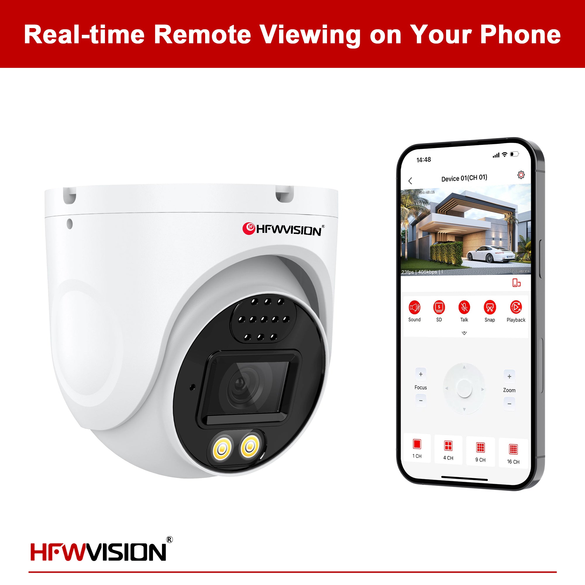 5MP Starlight Metal Dome POE Camera - Full Color Night Vision, Two-Way Audio