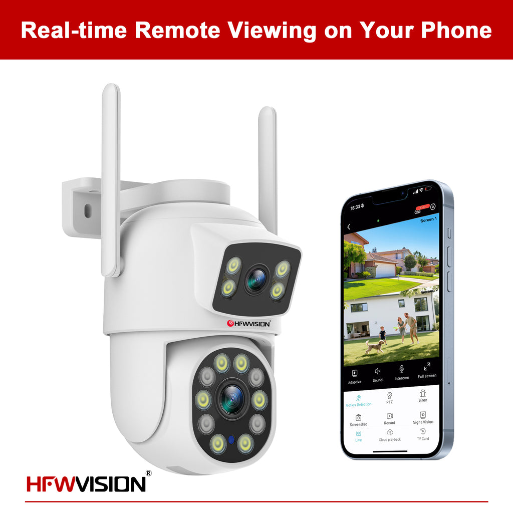 6MP Dual-Lens WiFi PTZ Camera - White, 360° Pan/Tilt, Dual-Band WiFi, AI Human Tracking