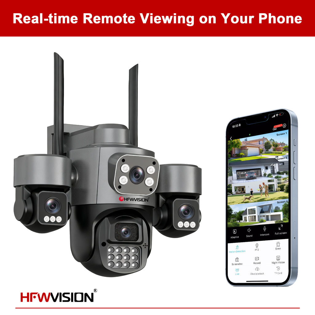 8MP Quad-Lens 4G Solar Security Camera AOV with 14W Solar Panel & Full-Color Night Vision