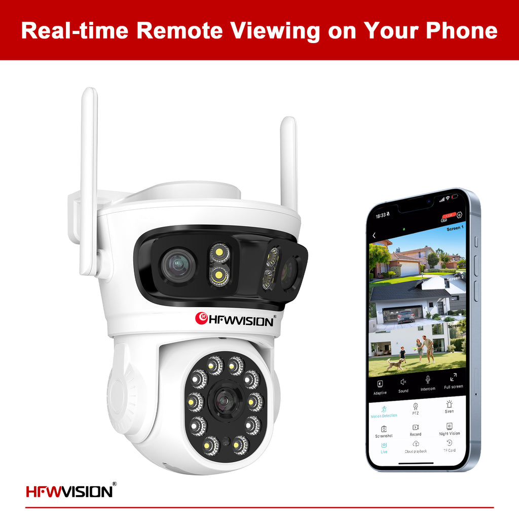 9MP Triple-Lens WiFi PTZ Security Camera — 360° Pan/Tilt, AI Human Tracking, Full-Color Night Vision