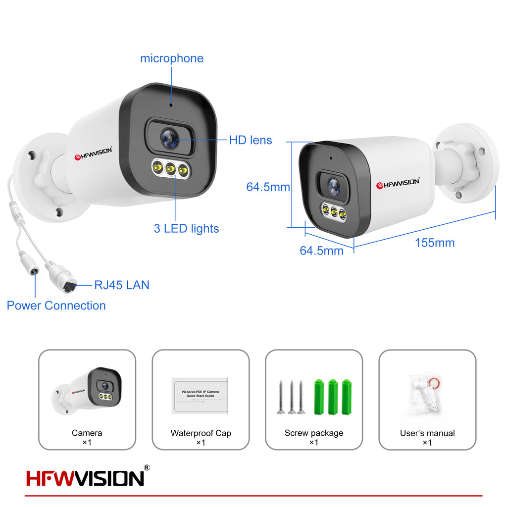 8MP Starlight Bullet POE Camera (NSW655) - Full Color Night Vision, Two-Way Audio