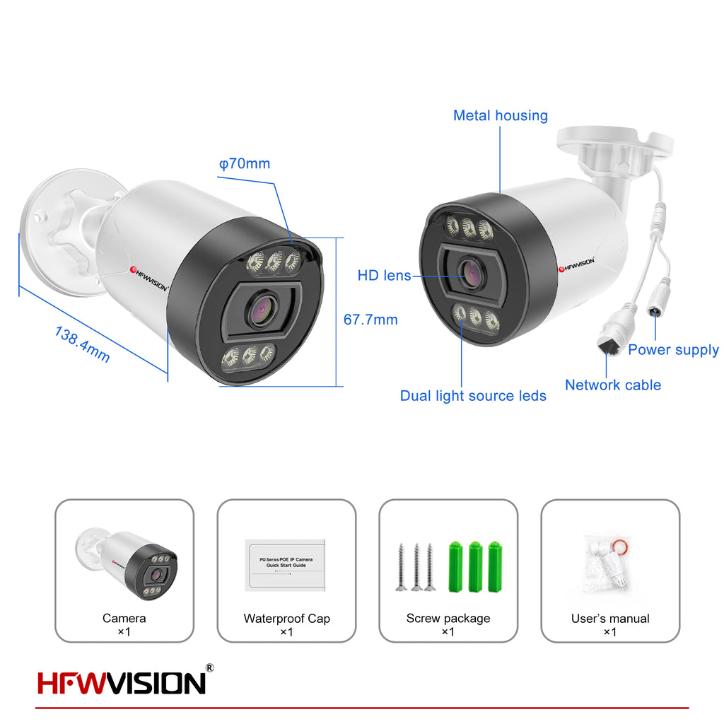 8MP Starlight Bullet POE Camera (NSW631) - Full Color Night Vision, Two-Way Audio