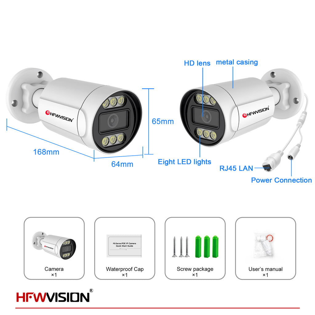 8MP Starlight Bullet POE Camera (NSW656) - Full Color Night Vision, Two-Way Audio