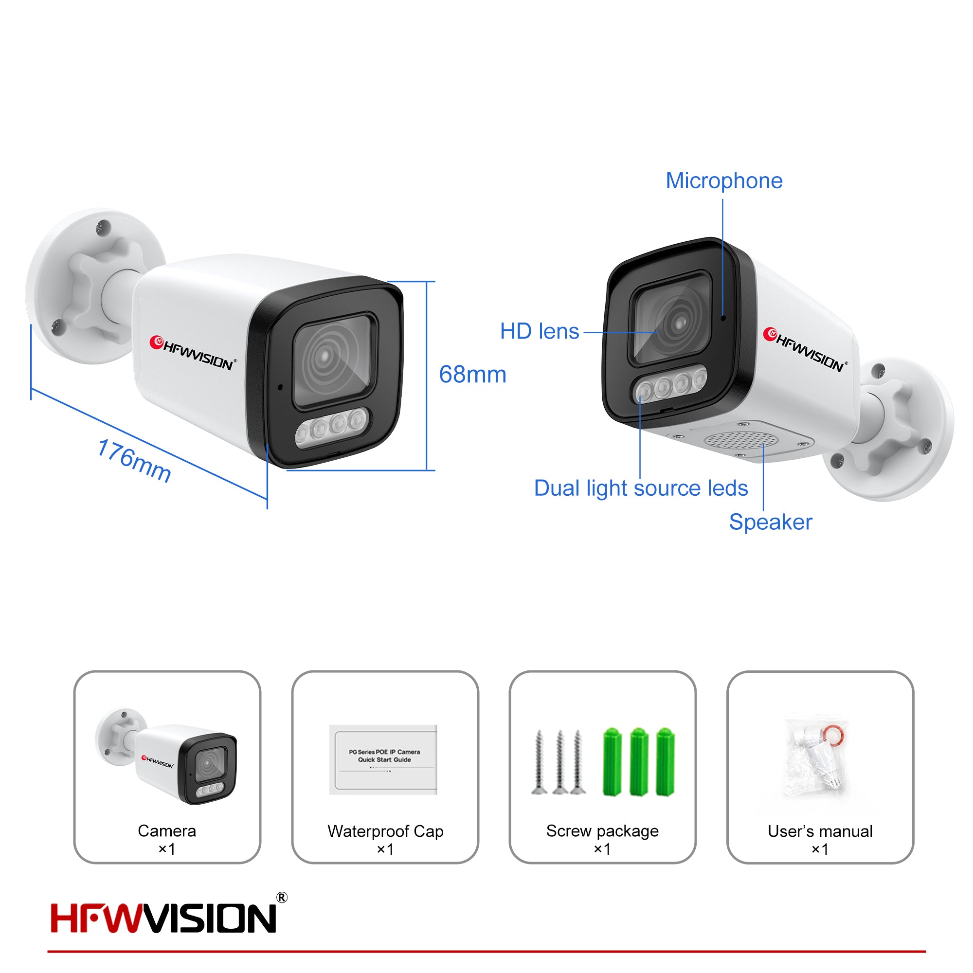 8MP Starlight Bullet POE Camera (NSW638) - Full Color Night Vision, Two-Way Audio