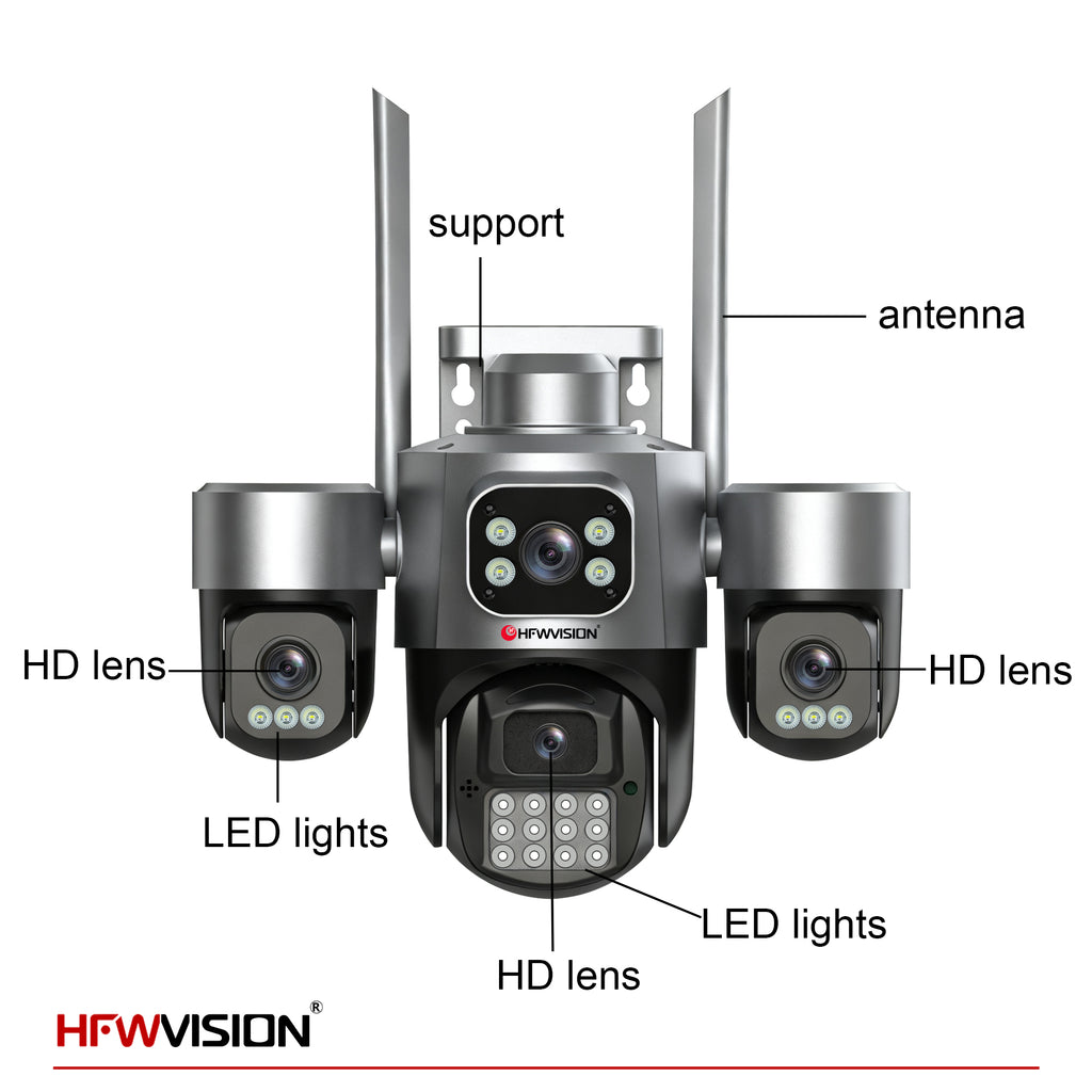 8MP Quad-Lens 4G Solar Security Camera AOV with 14W Solar Panel & Full-Color Night Vision