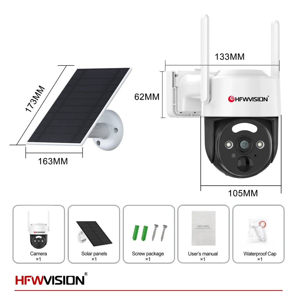 3MP 4G LTE Solar Security Camera with PTZ, PIR & 7W Solar Panel