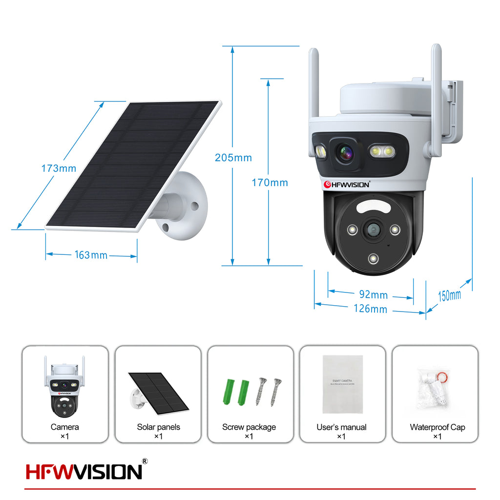 6MP Dual-Lens 4G LTE Solar Security Camera PTZ with 7W Solar Panel