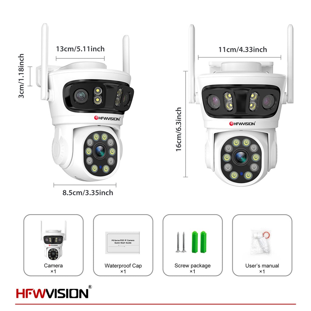9MP Triple-Lens WiFi PTZ Security Camera — 360° Pan/Tilt, AI Human Tracking, Full-Color Night Vision