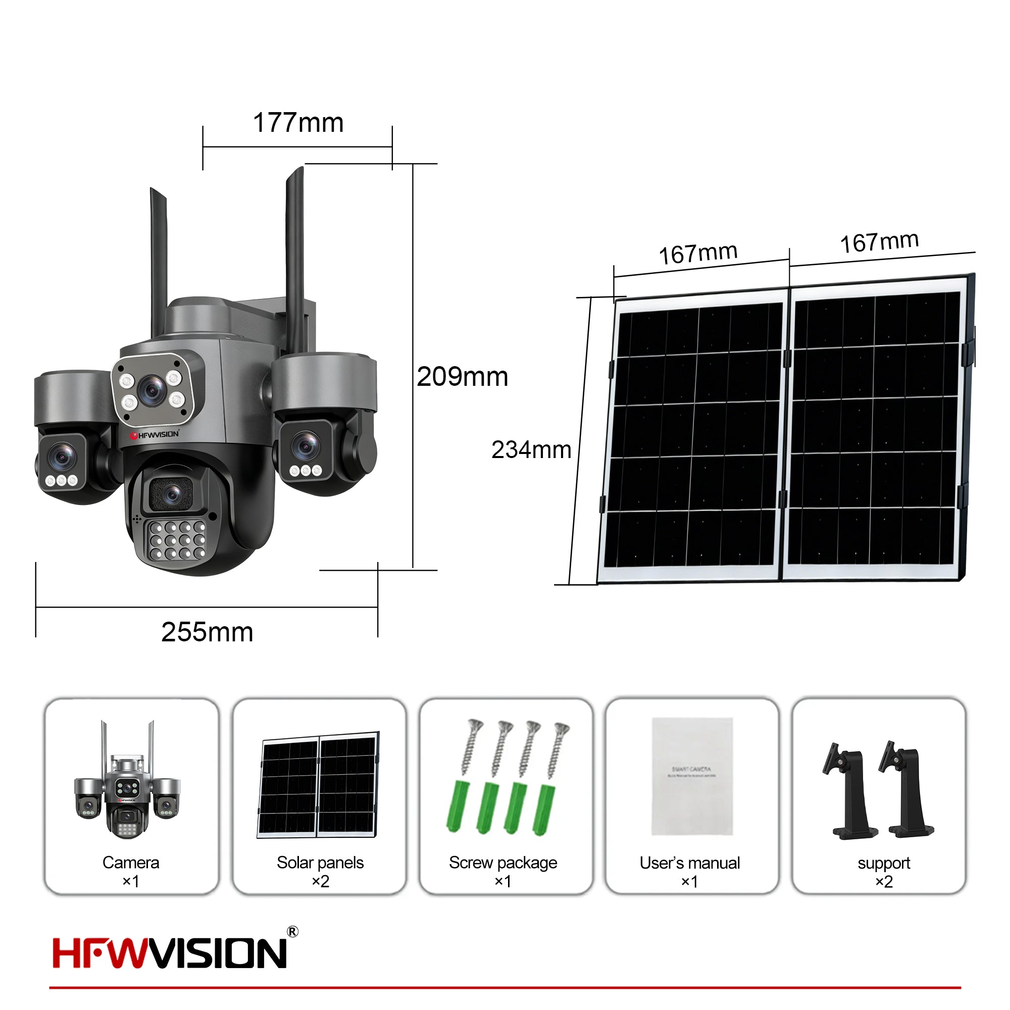 8MP Quad-Lens 4G Solar Security Camera AOV with 14W Solar Panel & Full-Color Night Vision