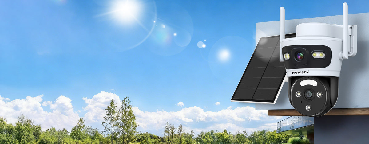 wireless full color night vision 2-lens solar camera work with wifi