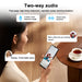 Two-way audio intercom feature of security camera with 3-meter voice detection range and smart noise reduction, enabling remote voice communication between family members.