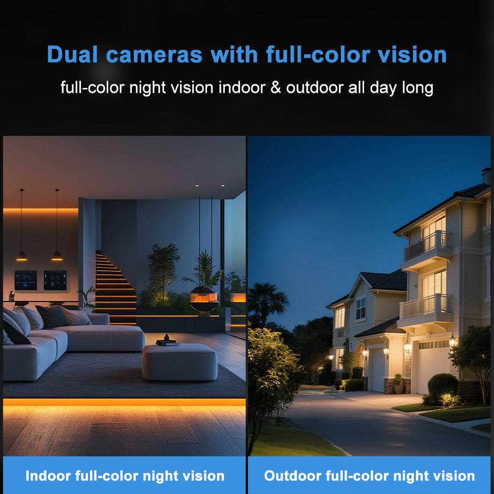 HFWVISION dual-lens window camera with full-color night vision for indoor and outdoor monitoring