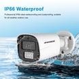 HF-NSW668-E8E IP66 waterproof and dustproof outdoor bullet camera with 8 LED lights in heavy rain and water splashes